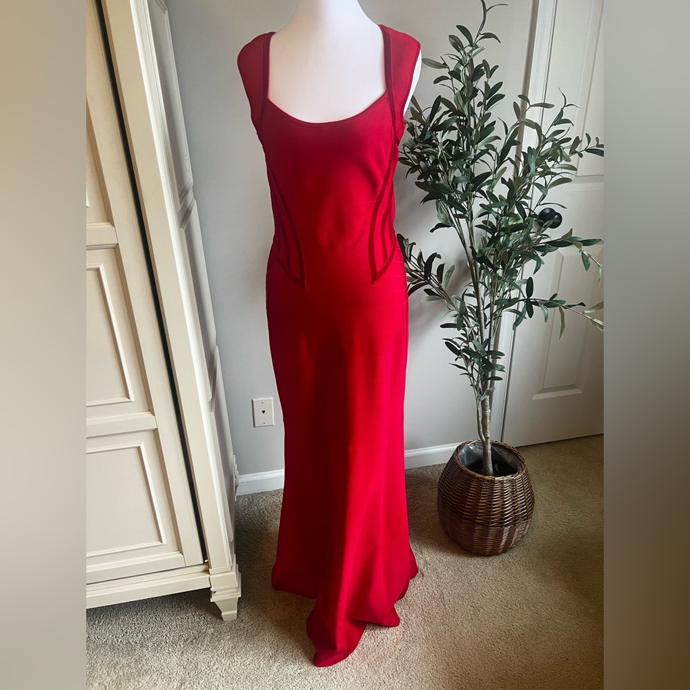 Marciano Red Bandage Dress with Gold Zipper